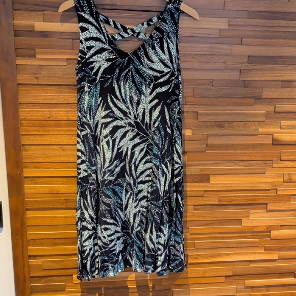 Style & Co. Dresses & Skirts - Style & Co. Black Dress with Teal and Light Green Print